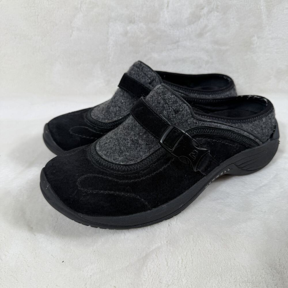 Merrell Encore Sidestep Black Gray Wool Suede Mary Jane Shoes Women’s 6